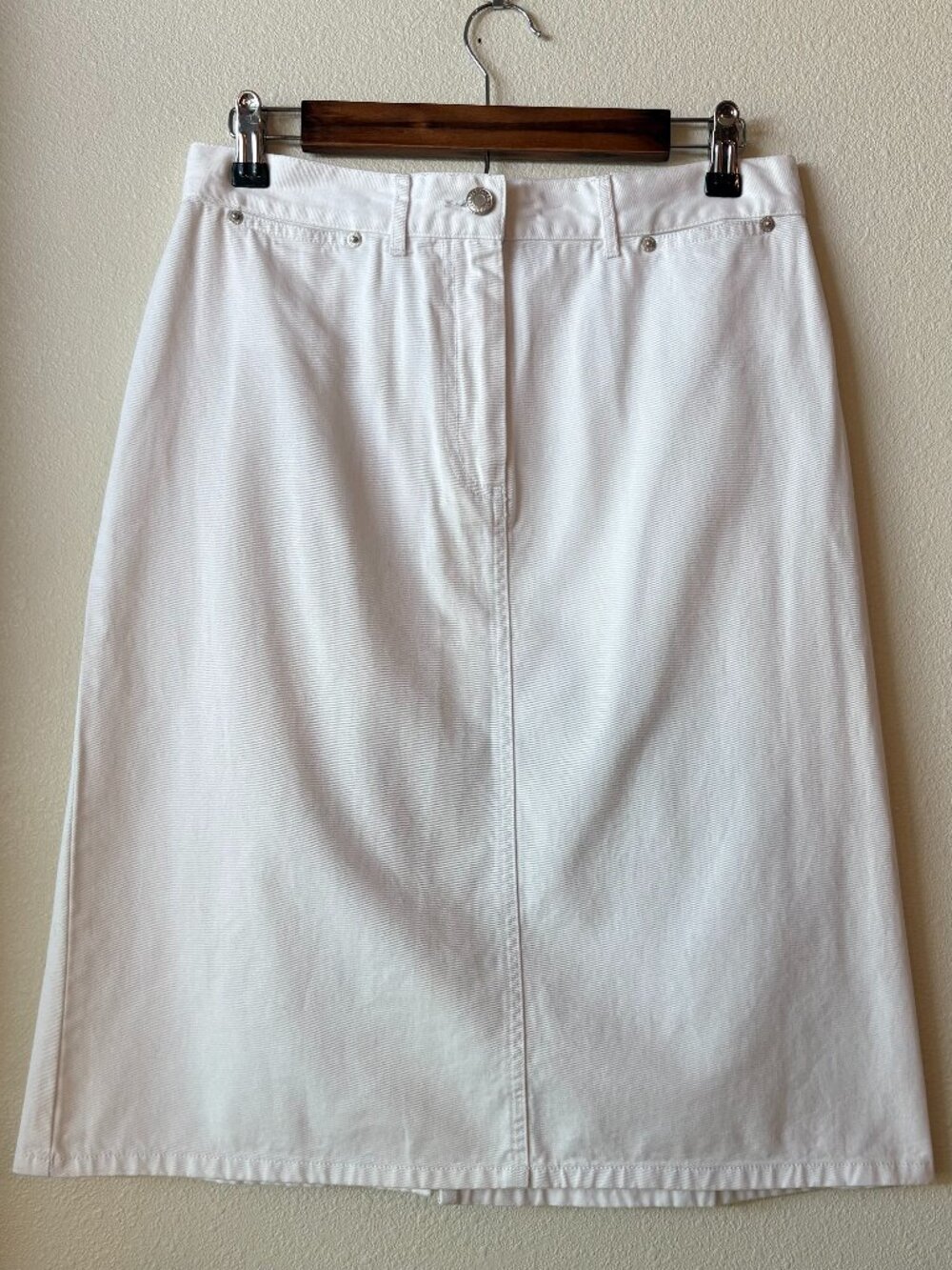 Vintage 90s Pendleton White Denim A-Line Midi Skirt 100% Cotton White Size 10